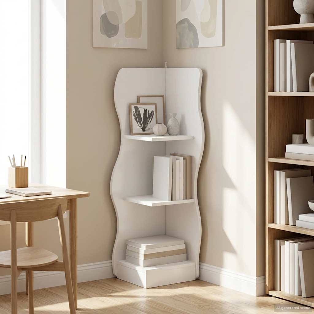 vidaXL Γωνιακό ράφι Λευκό 34 x 33 x 102 εκ Επεξεργασμένο Ξύλο