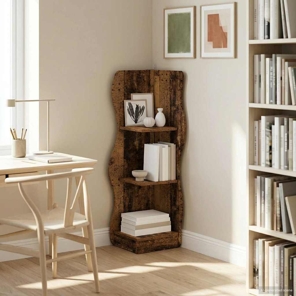 vidaXL Γωνιακό ράφι με ράφι Παλαιωμένο ξύλο 34 x 33 x 102 εκ