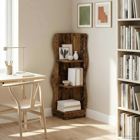 vidaXL Γωνιακό ράφι με ράφι Παλαιωμένο ξύλο 34 x 33 x 102 εκ