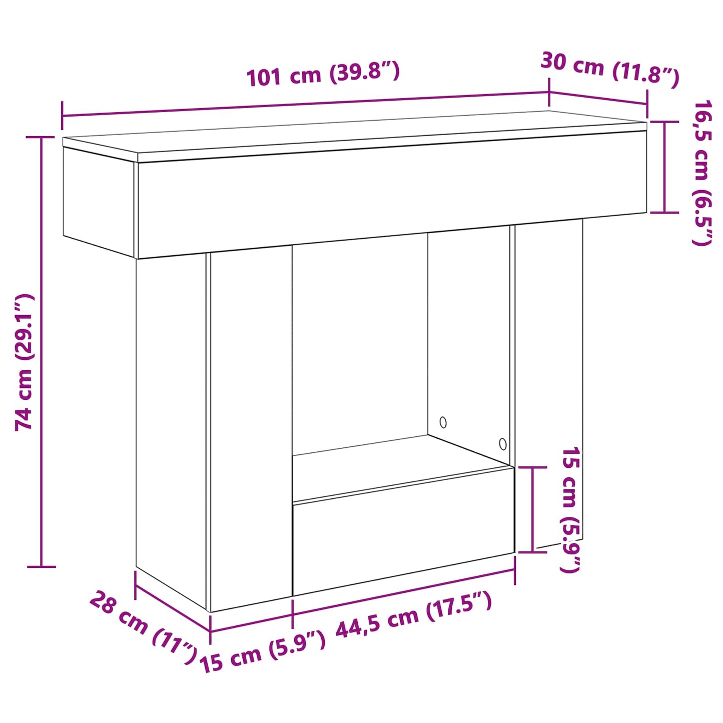 vidaXL Λευκός 101 x 30 x 74 εκ