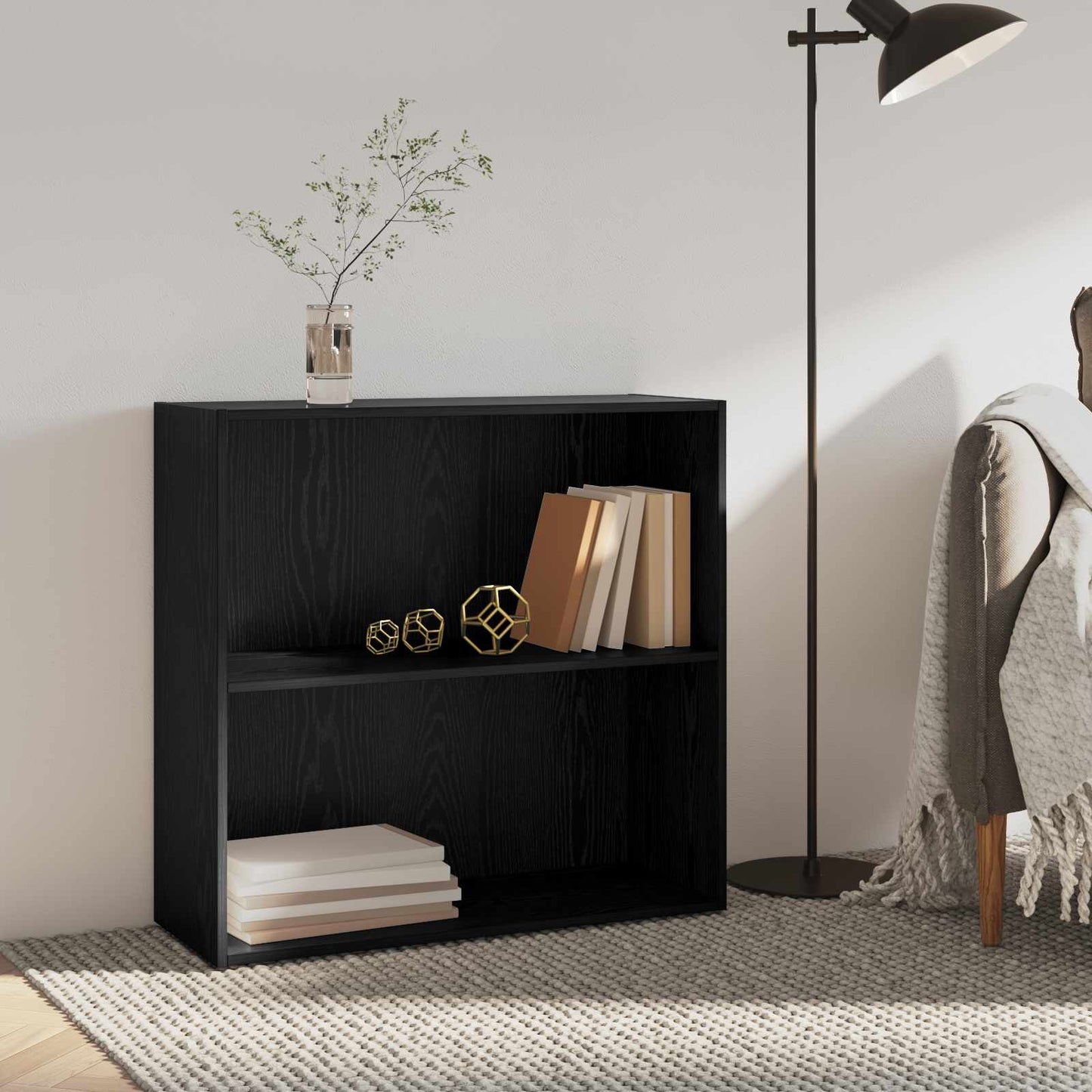 vidaXL Ράφι Βιβλίων Μαύρη Οξυά 60 x 30 x 76.5 εκ Επεξεργασμένο ξύλο