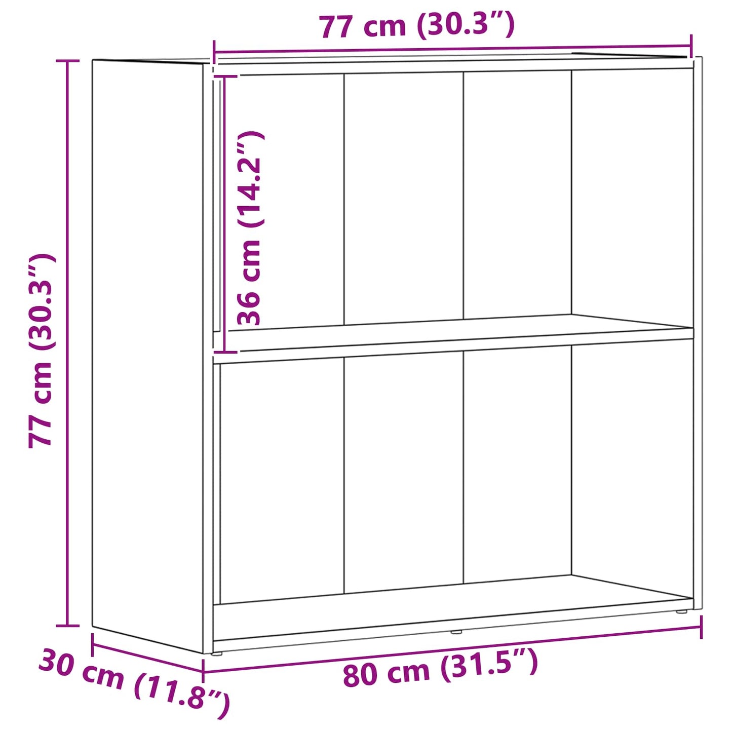 vidaXL Ράφι Βιβλίων Μαύρη Οξυά 60 x 30 x 76.5 εκ Επεξεργασμένο ξύλο