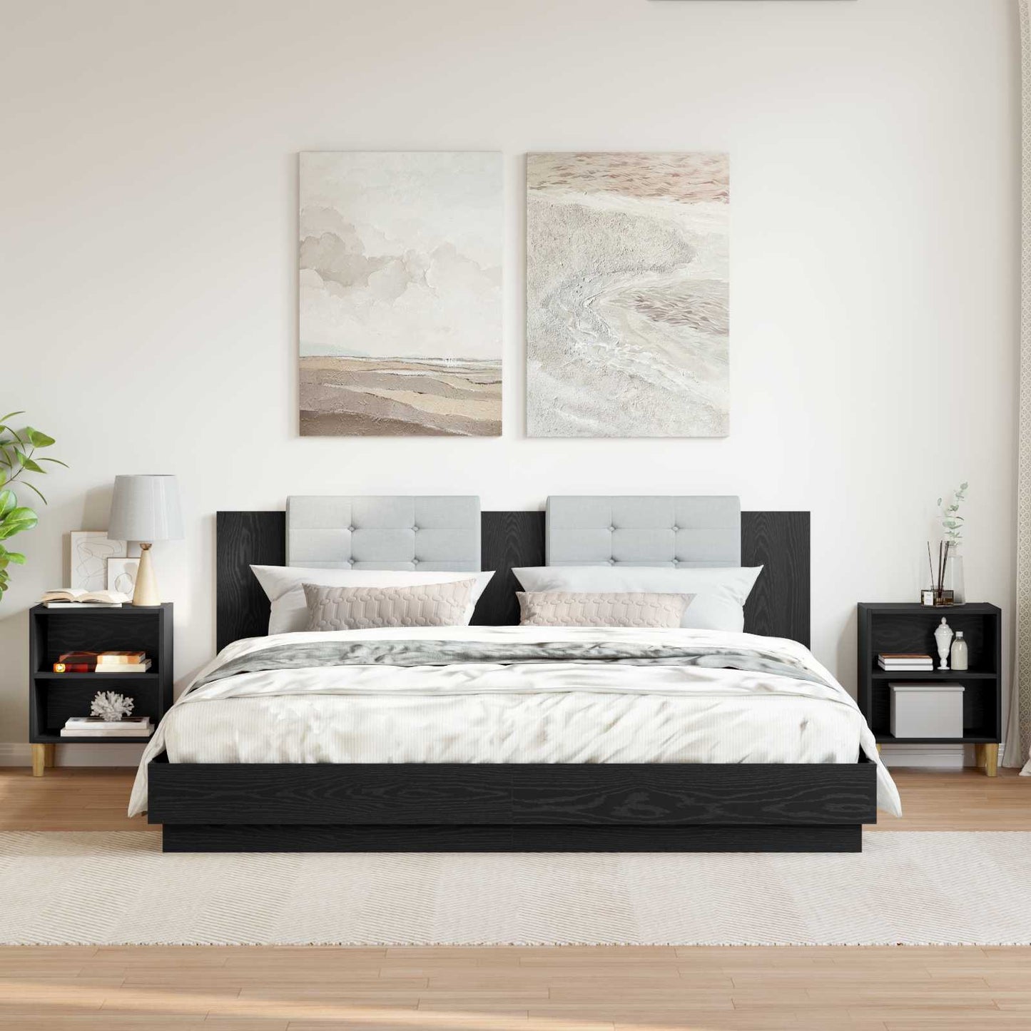 vidaXL Ντουλάπι κρεβατιού 2 pcs Μαύρη Οξυά 40 x 30 x 50 cm