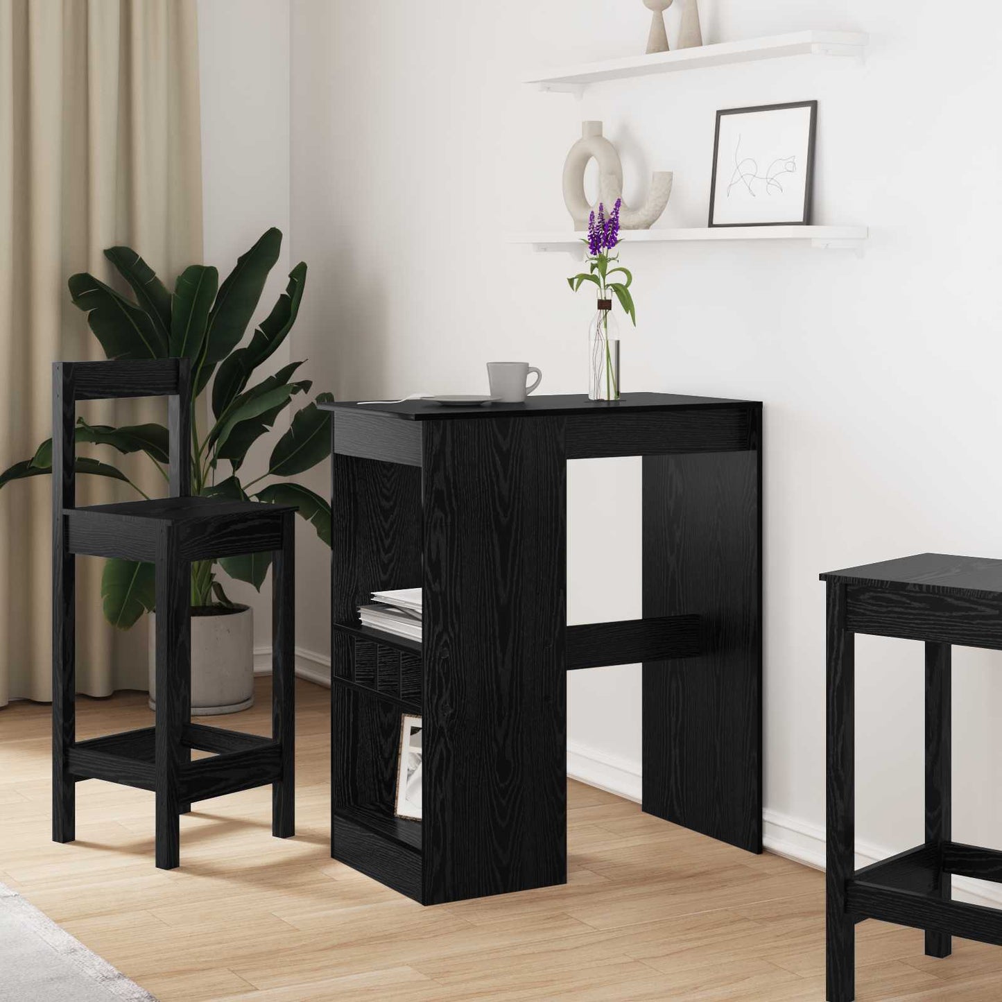 vidaXL Τραπέζι μπαρ Μαύρη Οξυά 90 x 47.5 x 103.5 εκ Επεξεργασμένο ξύλο
