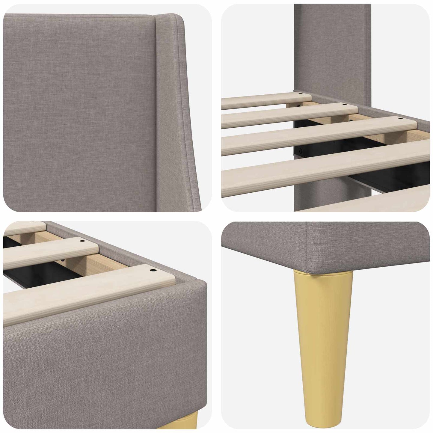 vidaXL Σκελετός Κρεβατιού με κεφαλάρι Taupe 90 x 200 cm ύφασμα