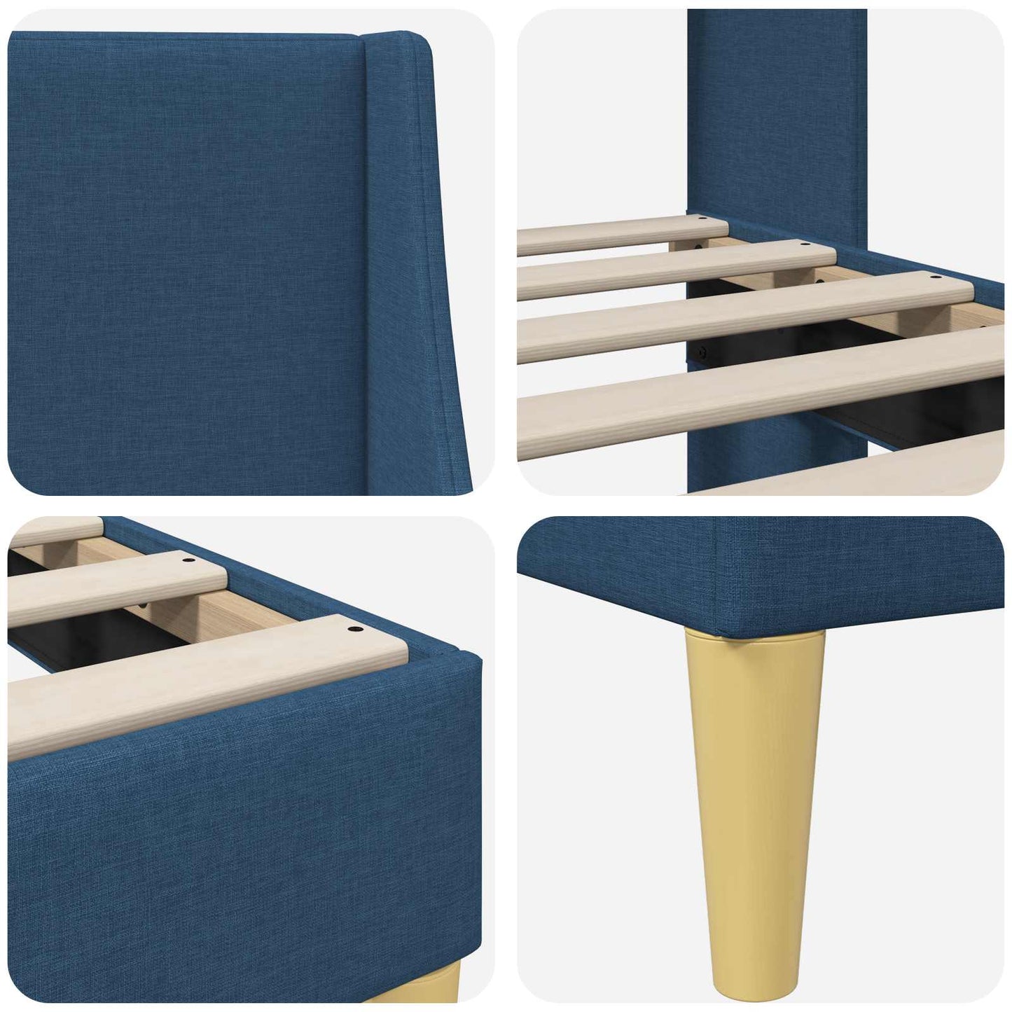 vidaXL Σκελετός Κρεβατιού Μονόχρωμο Μπλε 120 x 190 cm ύφασμα