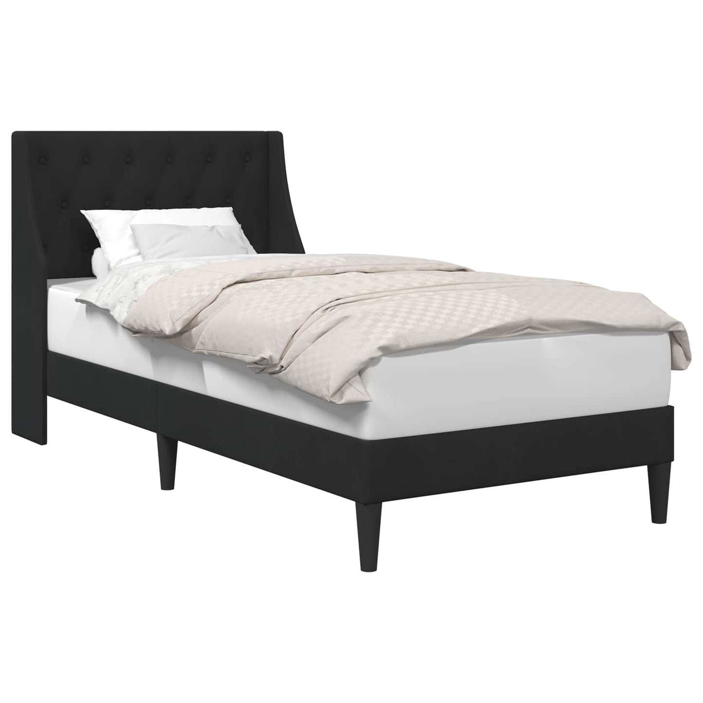 vidaXL Σκελετός Κρεβατιού με κεφαλάρι Μαύρο 90 x 190 cm Βελούδο