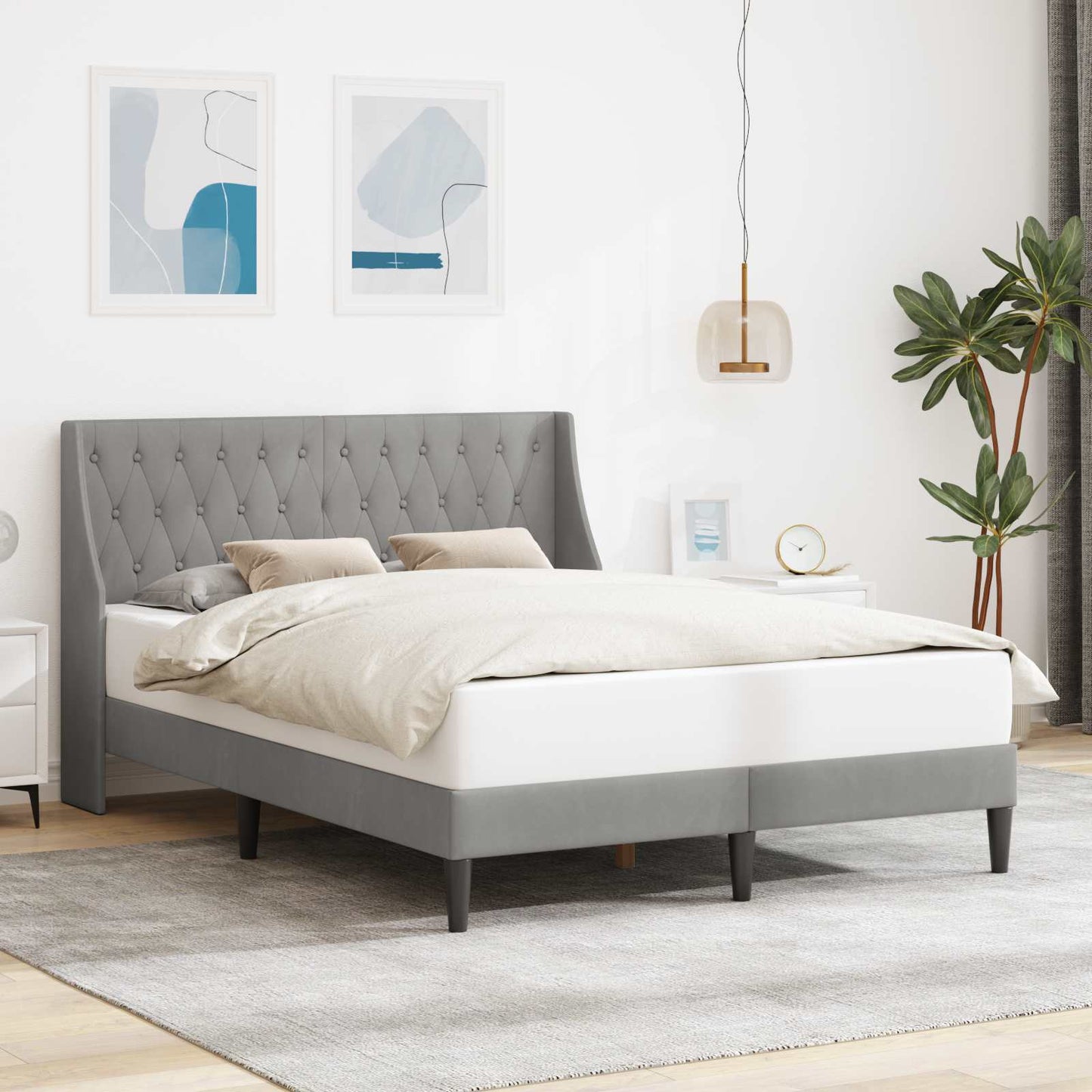 vidaXL Σκελετός Κρεβατιού Ανοιχτό γκρι 120 x 190 cm Βελούδο