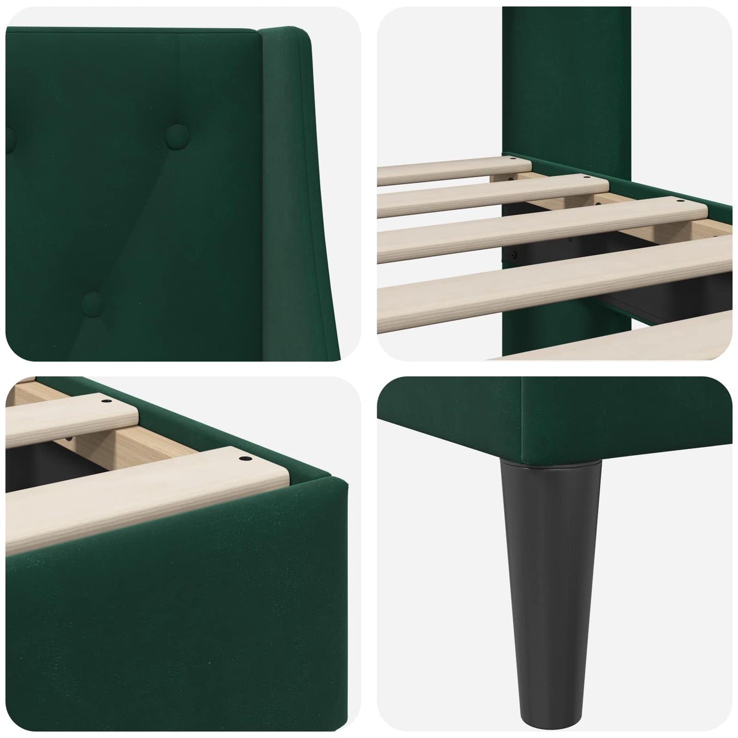 vidaXL Σκελετός Κρεβατιού Σκούρο Πράσινο 140 x 190 cm Βελούδο