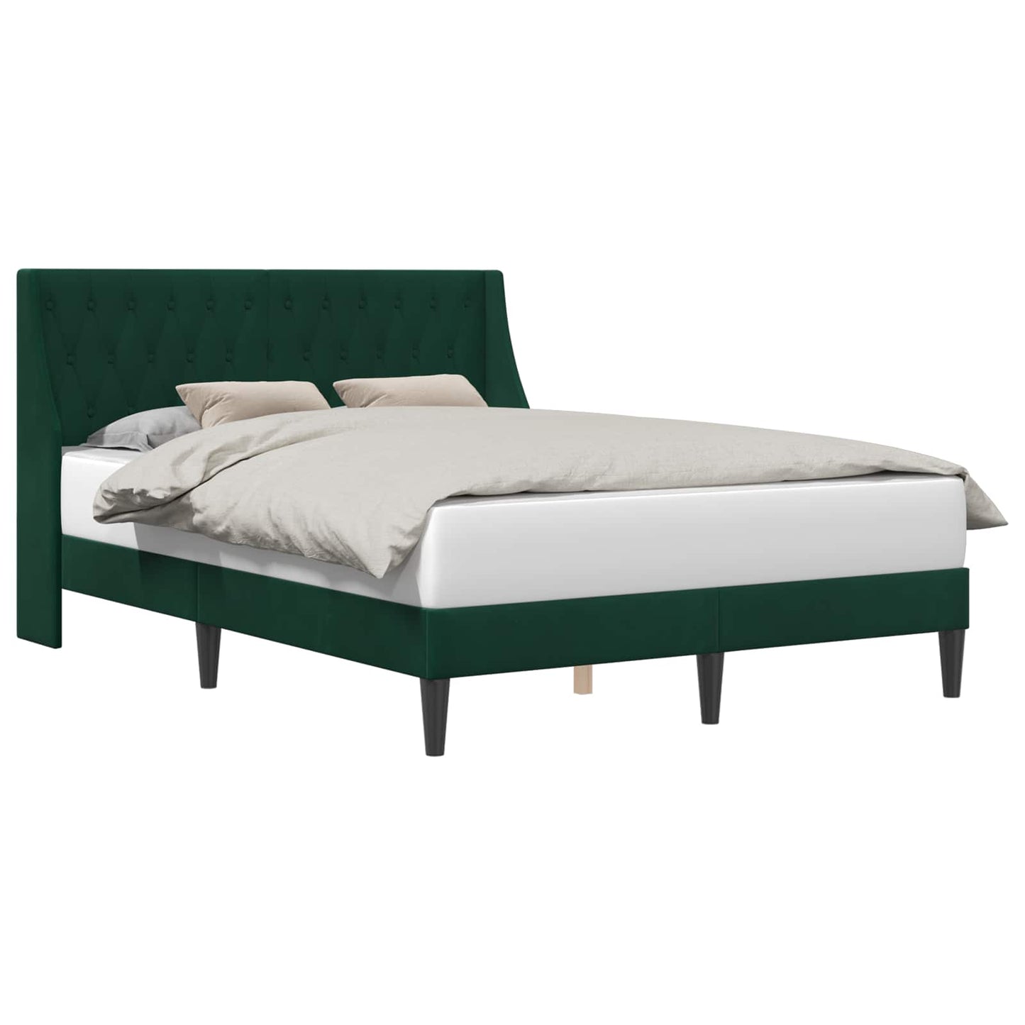 vidaXL Σκελετός Κρεβατιού Σκούρο Πράσινο 140 x 190 cm Βελούδο