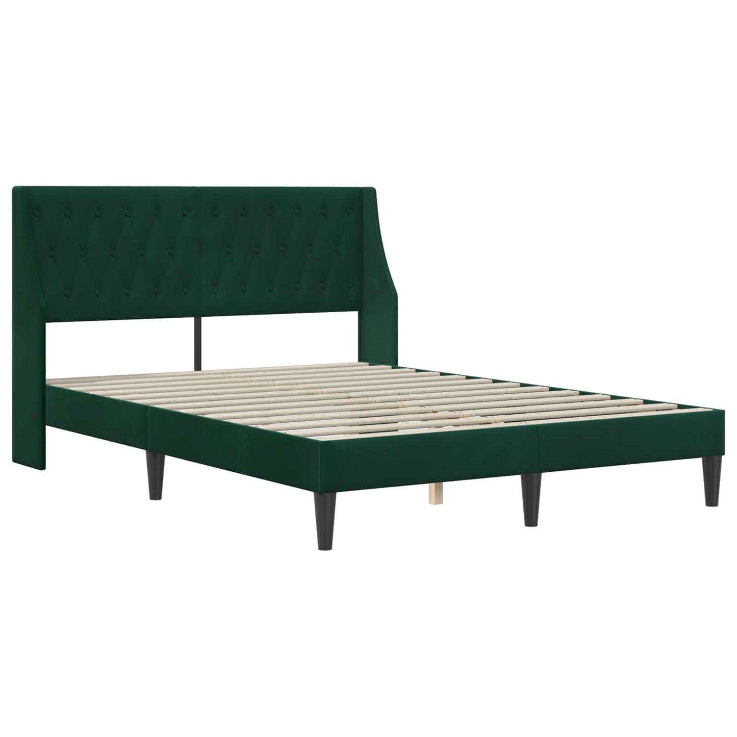 vidaXL Σκελετός Κρεβατιού Σκούρο Πράσινο 140 x 190 cm Βελούδο