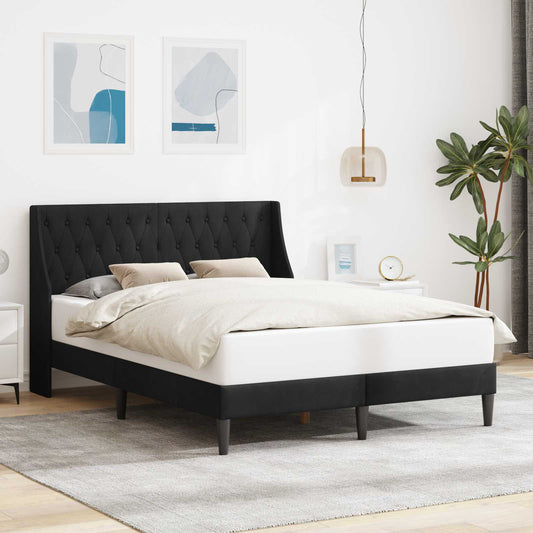 vidaXL Σκελετός Κρεβατιού με κεφαλάρι Μαύρο 140 x 190 cm Βελούδο