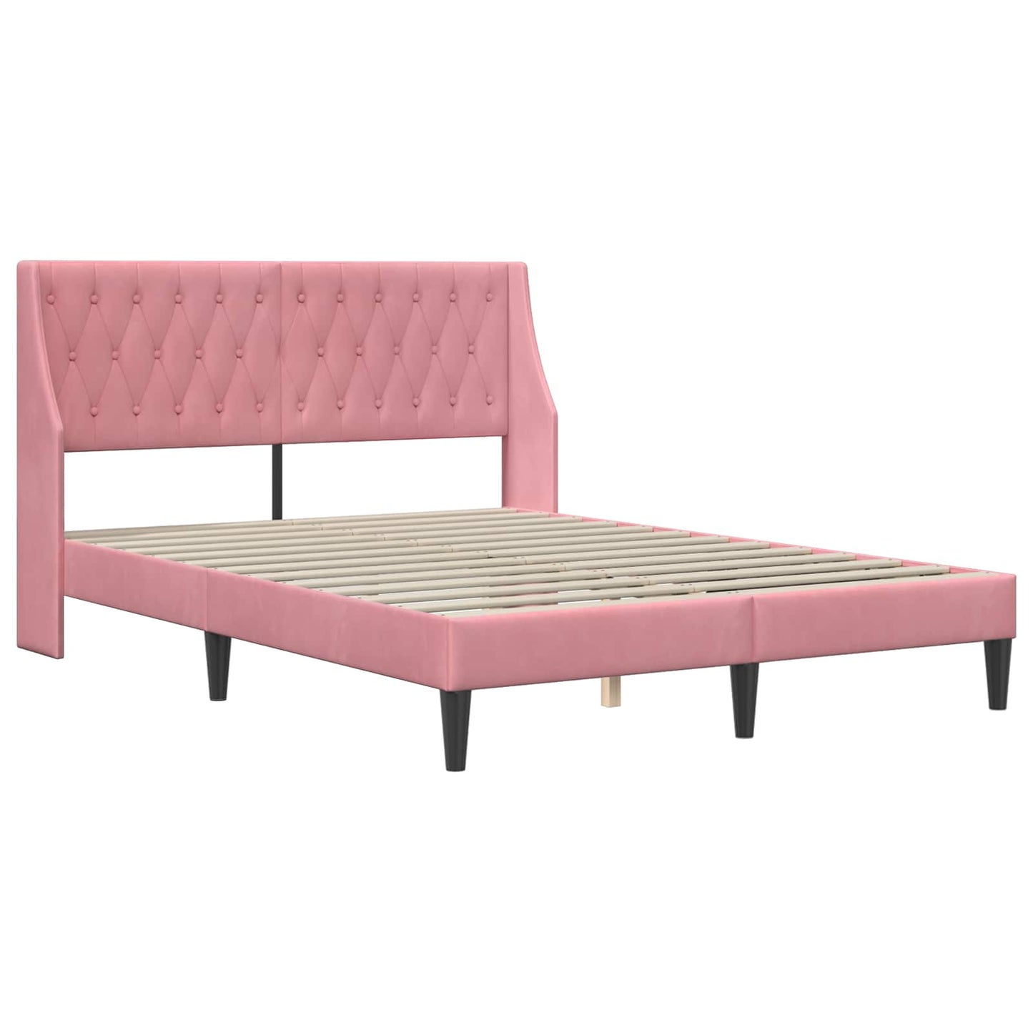 vidaXL Σκελετός Κρεβατιού με κεφαλάρι Ροζ 140 x 200 cm Βελούδο