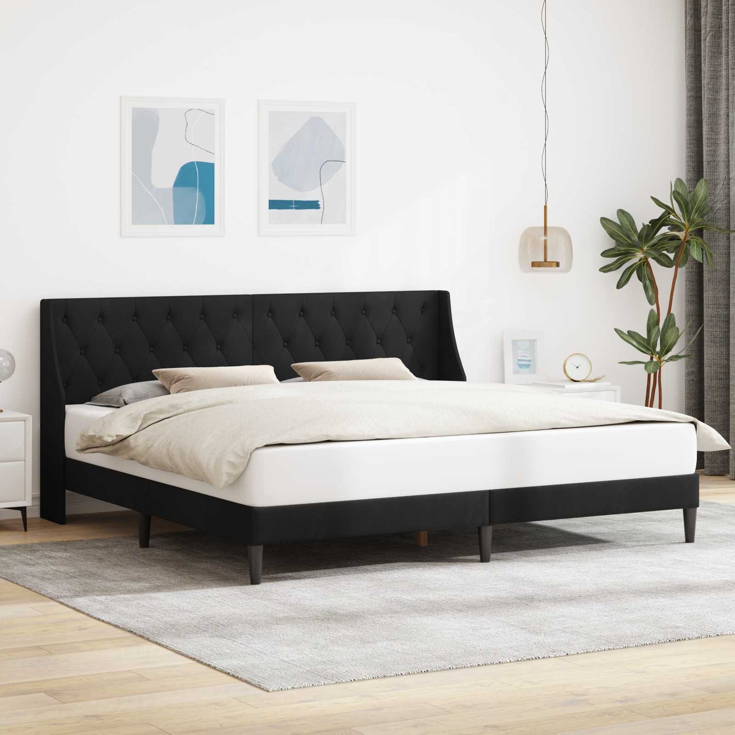 vidaXL Σκελετός Κρεβατιού με κεφαλάρι Μαύρο 180 x 200 cm Βελούδο
