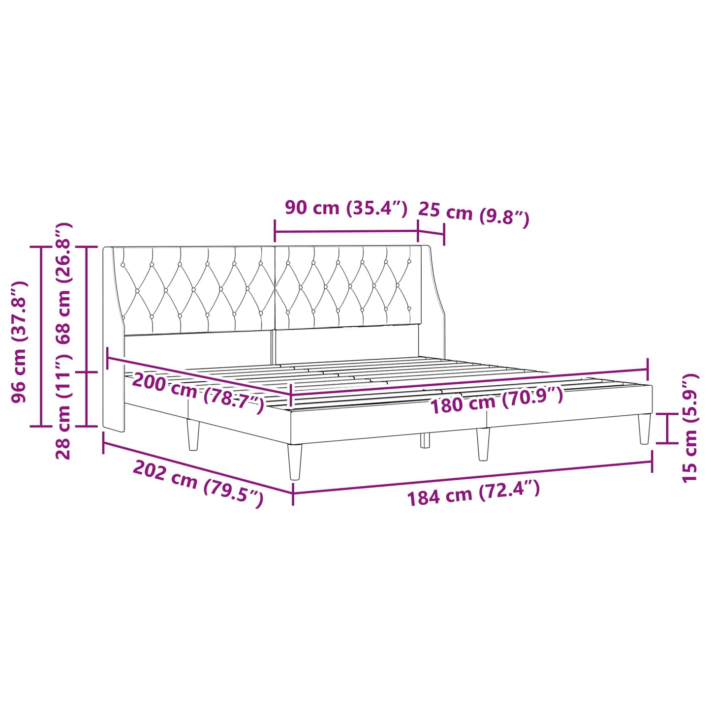 vidaXL Σκελετός Κρεβατιού με κεφαλάρι Μπλε 180 x 200 cm Βελούδο