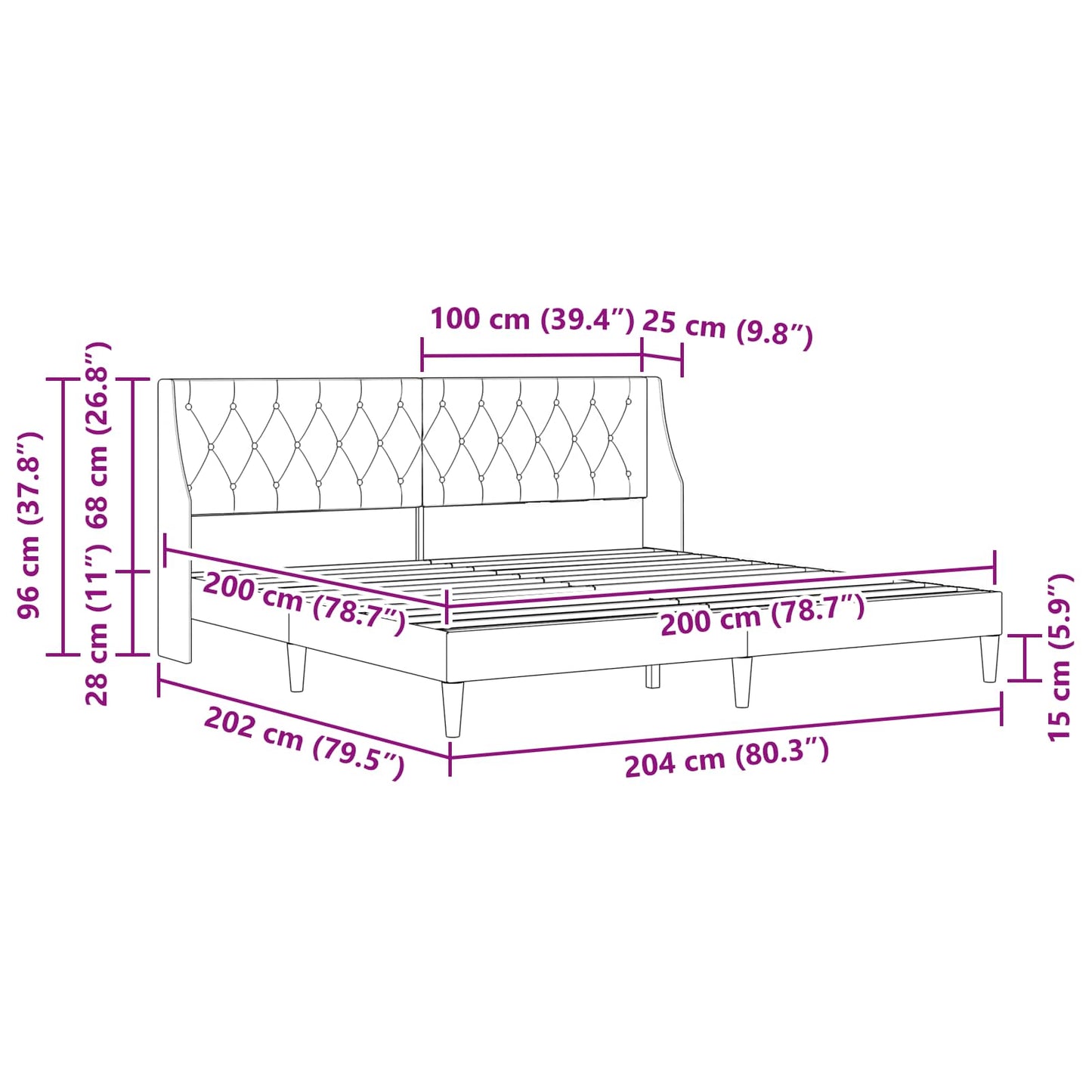 vidaXL Σκελετός Κρεβατιού Σκούρο Πράσινο 200 x 200 cm Βελούδο