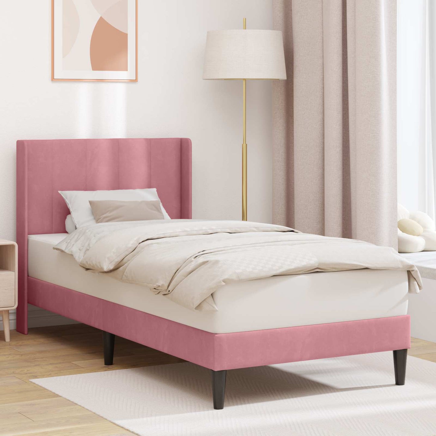 vidaXL Σκελετός Κρεβατιού με κεφαλάρι Ροζ 80 x 200 cm Βελούδο