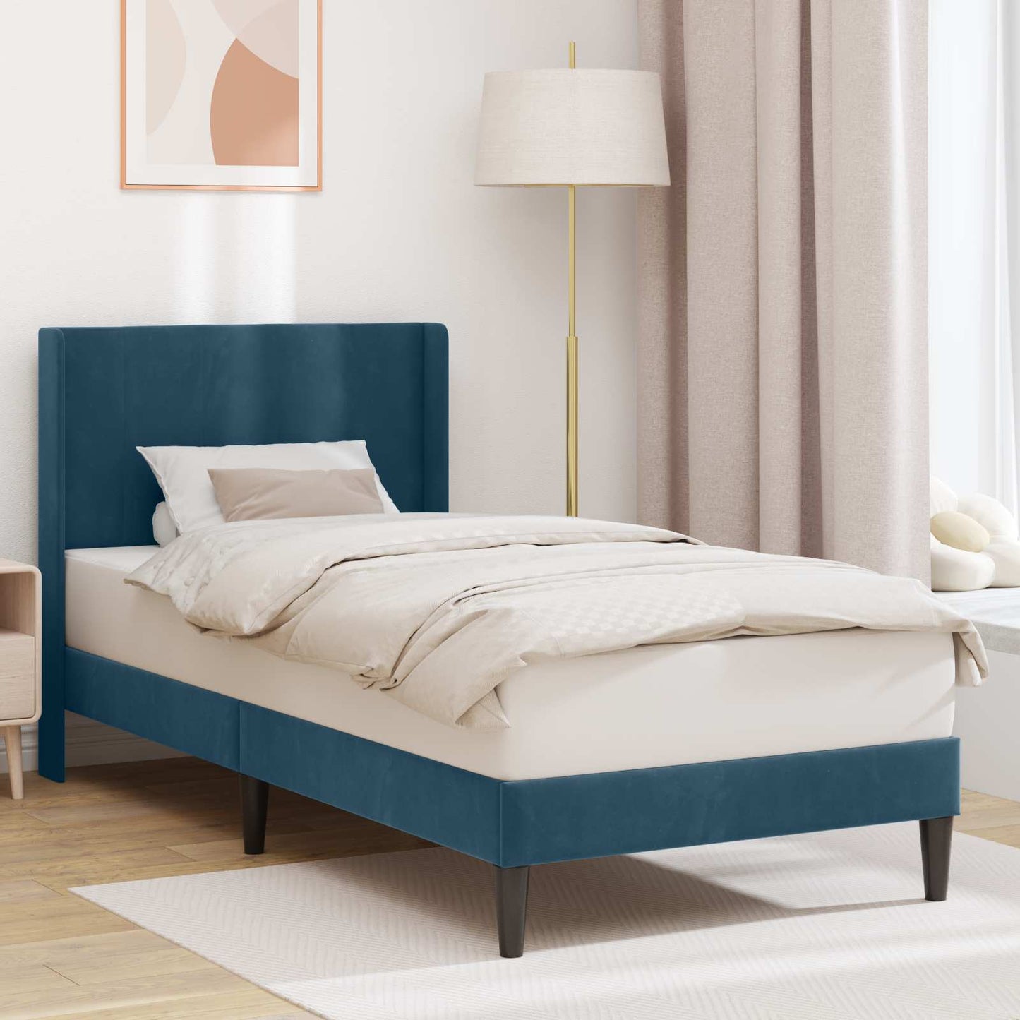 vidaXL Σκελετός Κρεβατιού με κεφαλάρι Μπλε 80 x 200 cm Βελούδο