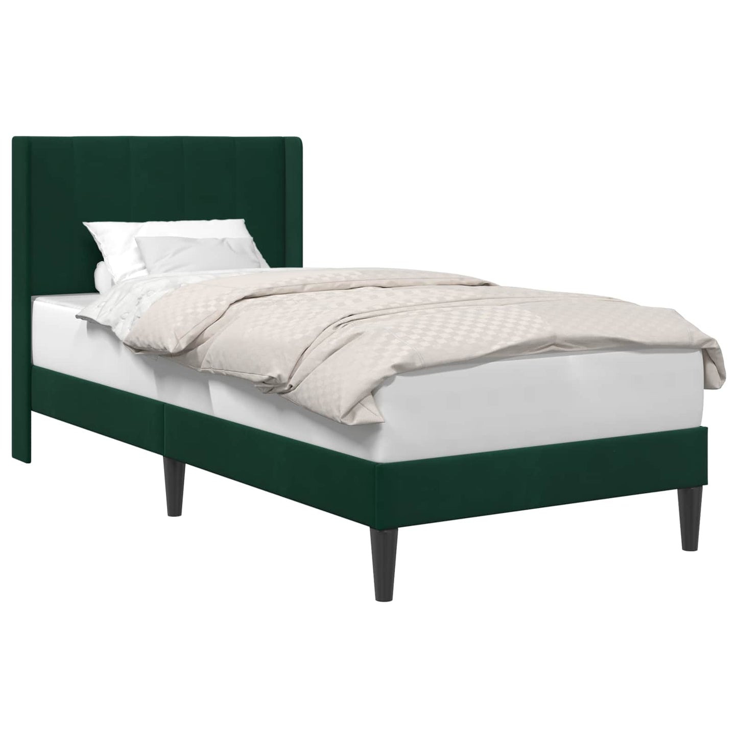 vidaXL Σκελετός Κρεβατιού Σκούρο Πράσινο 90 x 190 cm Βελούδο