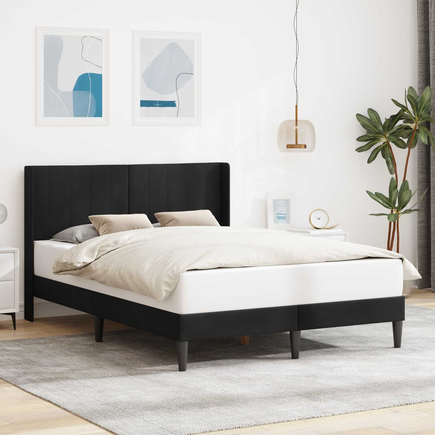 vidaXL Σκελετός Κρεβατιού με κεφαλάρι Μαύρο 120 x 190 cm Βελούδο