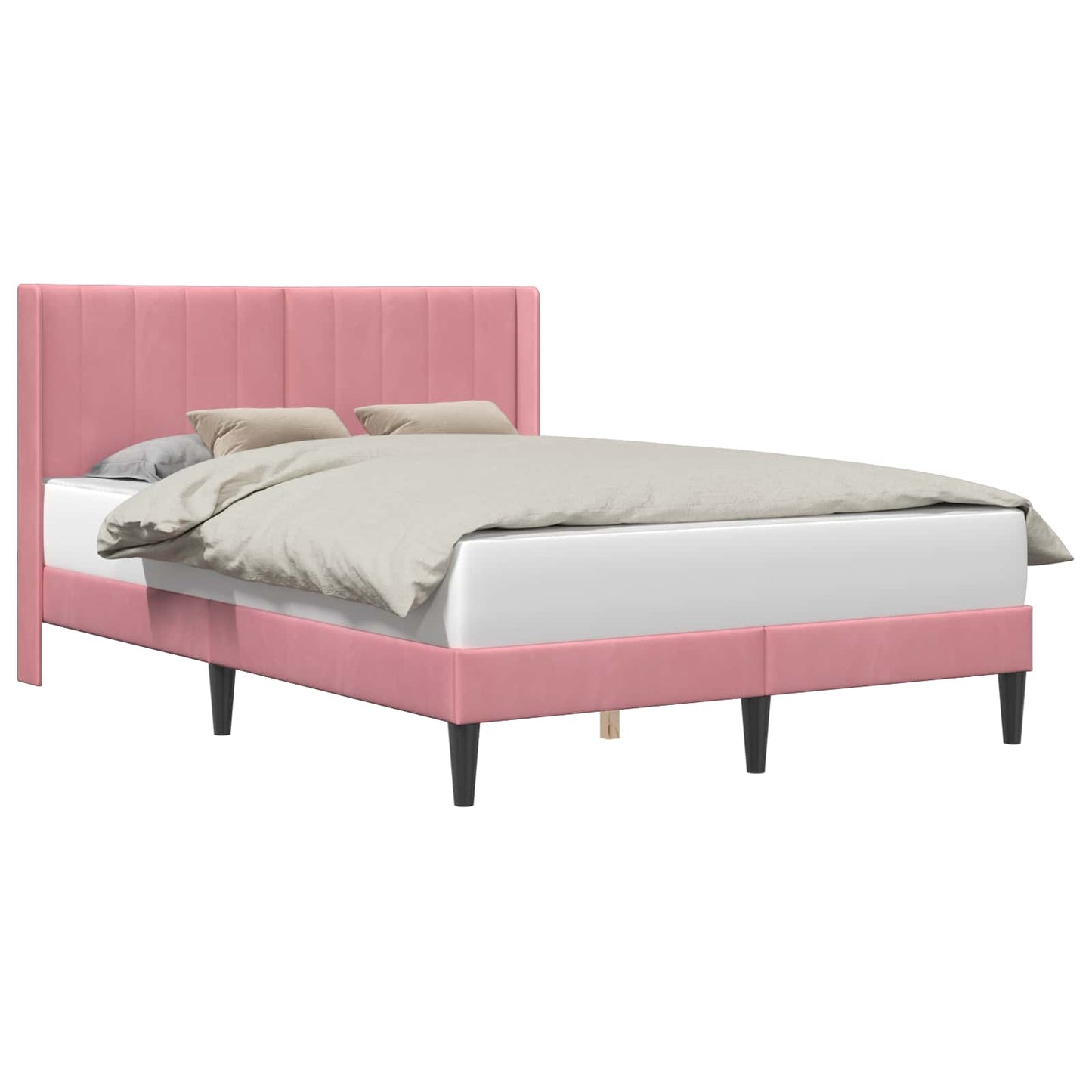 vidaXL Σκελετός Κρεβατιού με κεφαλάρι Ροζ 140 x 190 cm Βελούδο