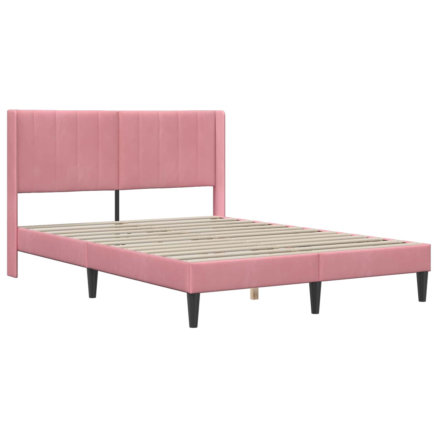 vidaXL Σκελετός Κρεβατιού με κεφαλάρι Ροζ 140 x 190 cm Βελούδο
