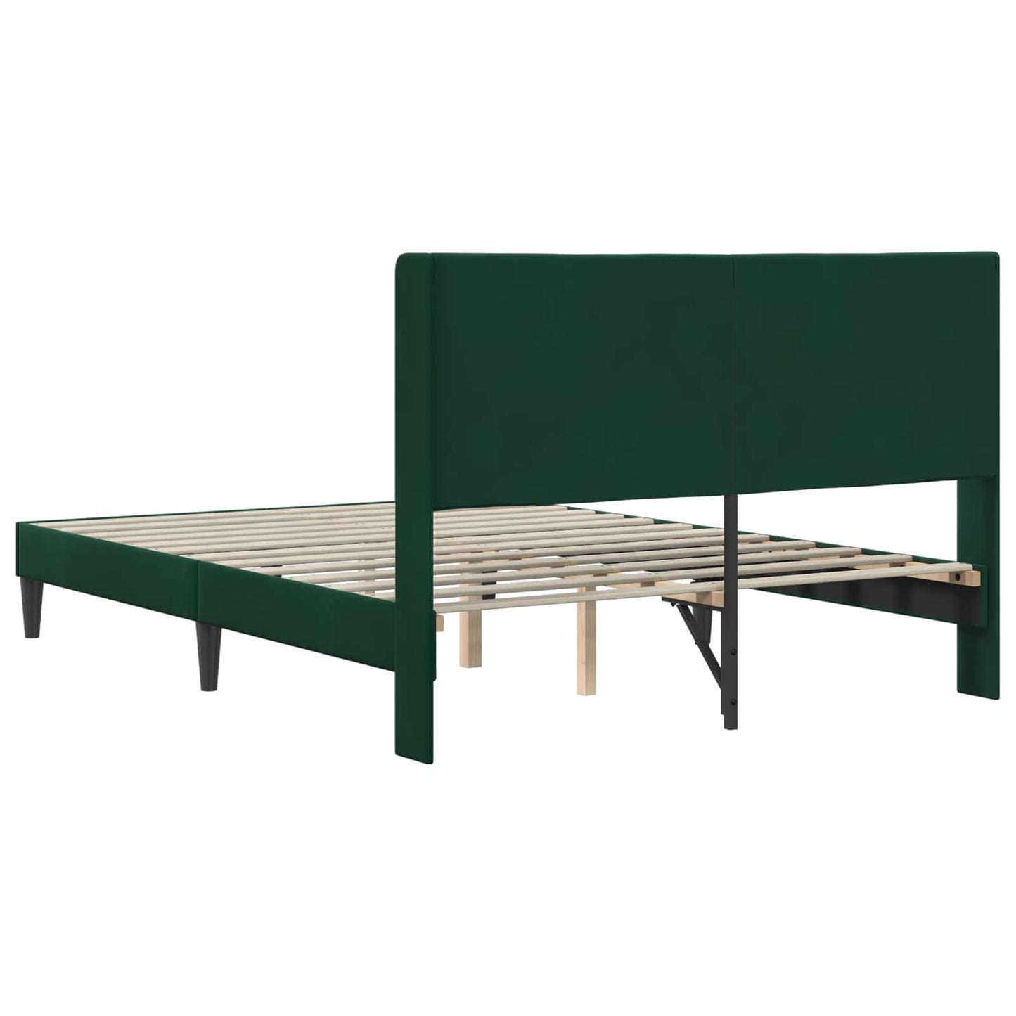 vidaXL Σκελετός Κρεβατιού Σκούρο Πράσινο 140 x 200 cm Βελούδο
