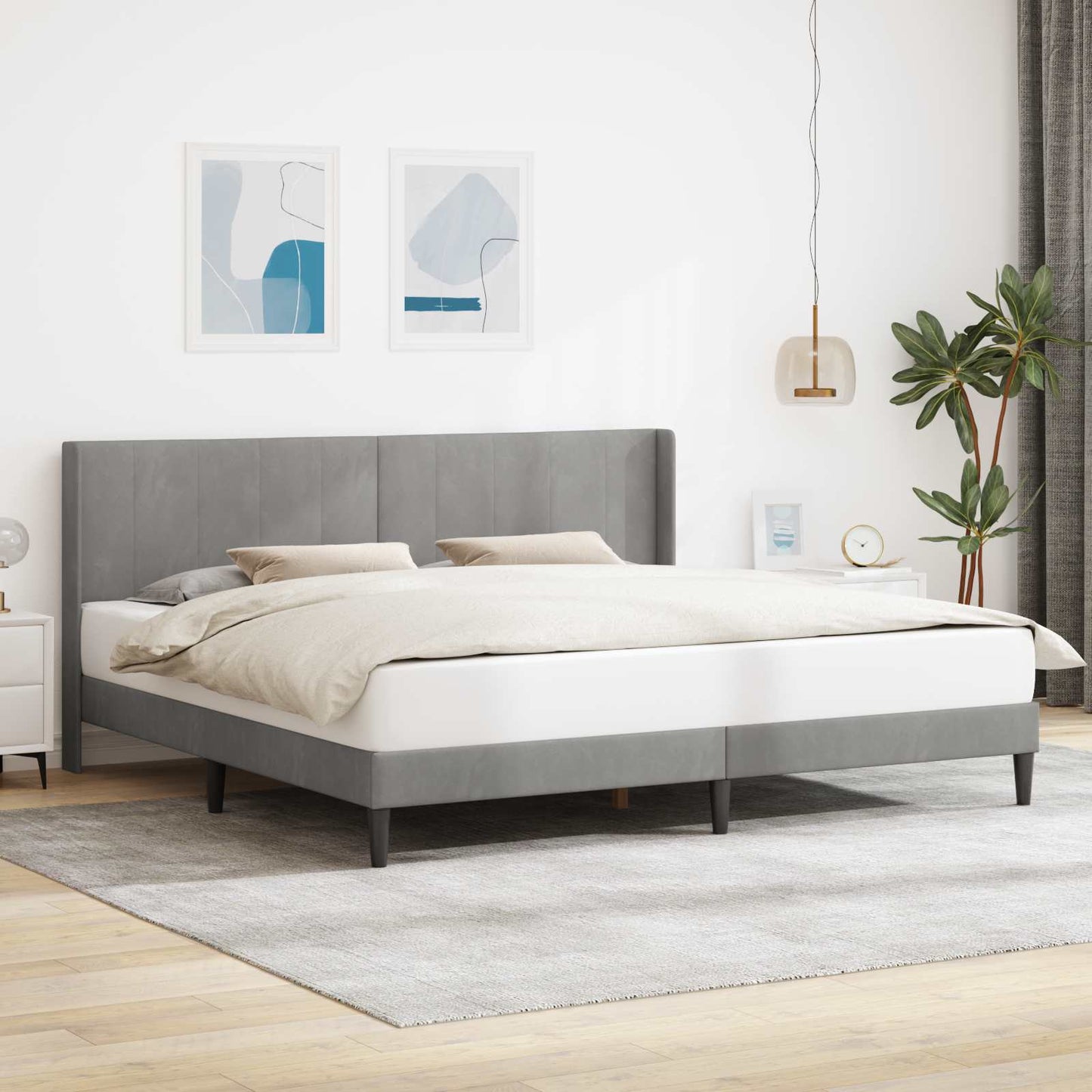 vidaXL Σκελετός Κρεβατιού Ανοιχτό γκρι 180 x 200 cm Βελούδο