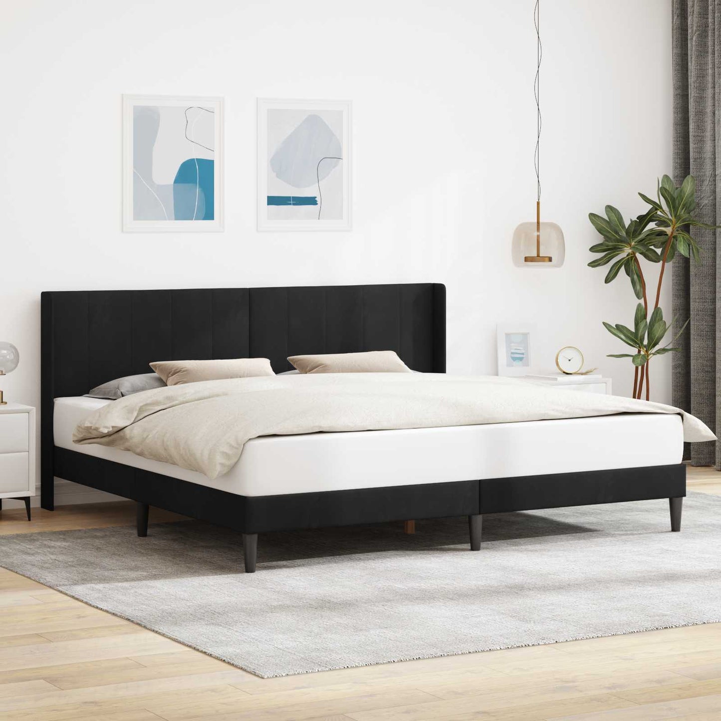 vidaXL Σκελετός Κρεβατιού με κεφαλάρι Μαύρο 180 x 200 cm Βελούδο