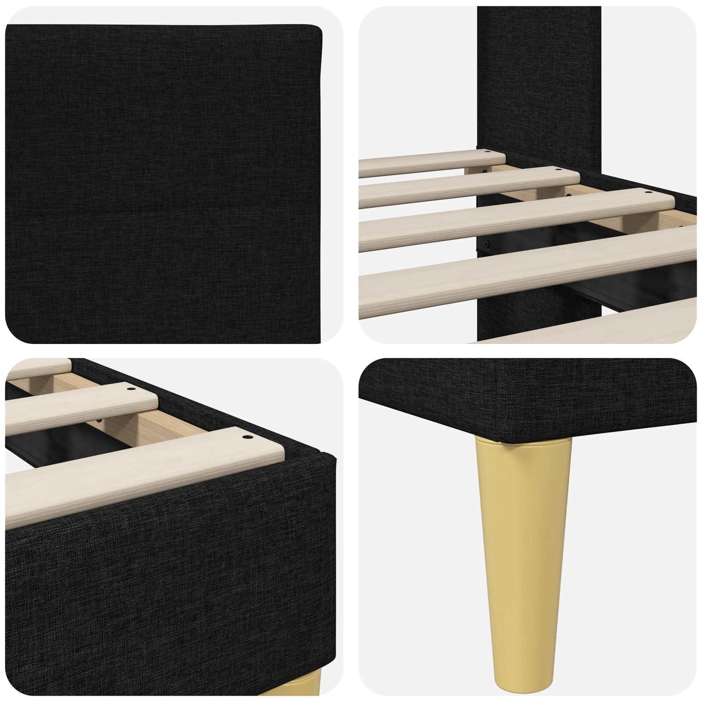 vidaXL Σκελετός Κρεβατιού με κεφαλάρι Μαύρο 90 x 200 cm Ύφασμα