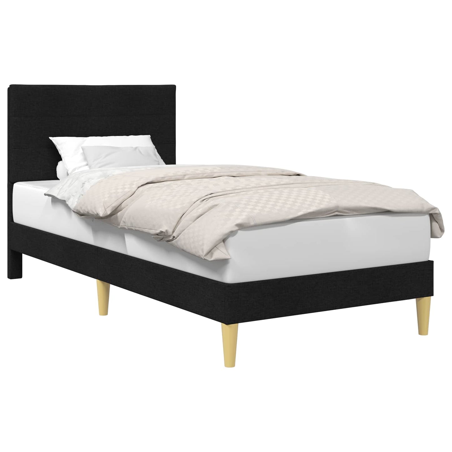 vidaXL Σκελετός Κρεβατιού με κεφαλάρι Μαύρο 90 x 200 cm Ύφασμα
