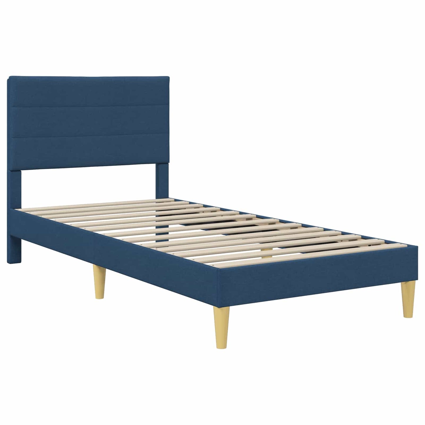 vidaXL Σκελετός Κρεβατιού με κεφαλάρι Μπλε 90 x 200 cm Ύφασμα