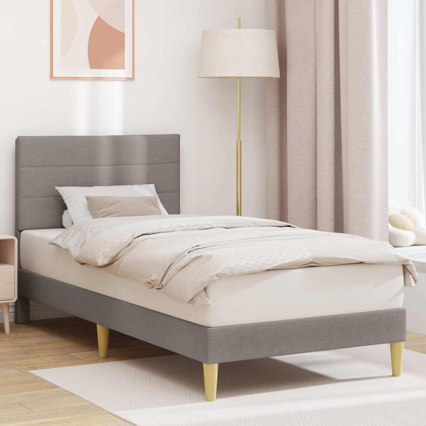 vidaXL Σκελετός Κρεβατιού με κεφαλάρι Taupe 100 x 200 cm Ύφασμα