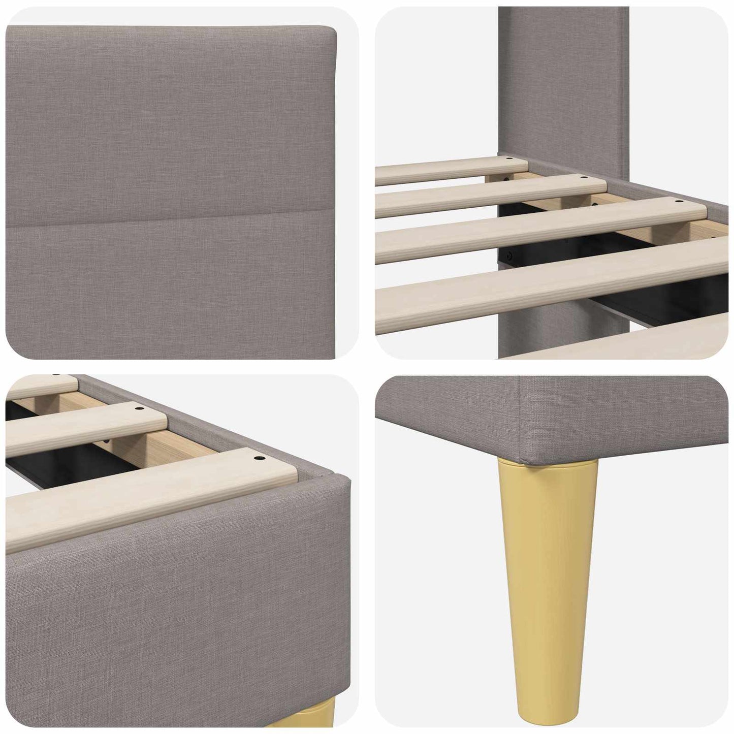 vidaXL Σκελετός Κρεβατιού με κεφαλάρι Taupe 120 x 190 cm Ύφασμα