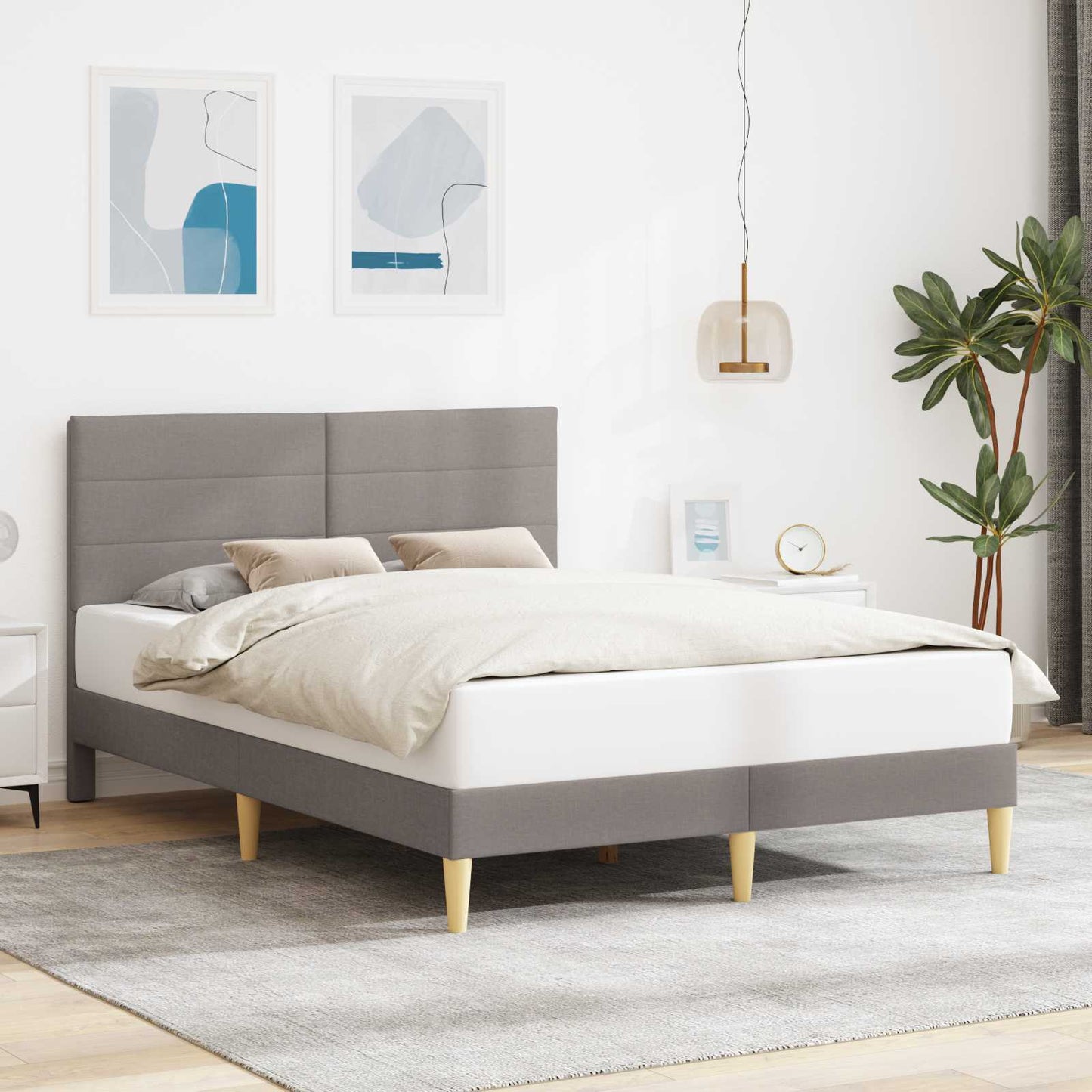 vidaXL Σκελετός Κρεβατιού με κεφαλάρι Taupe 120 x 190 cm Ύφασμα