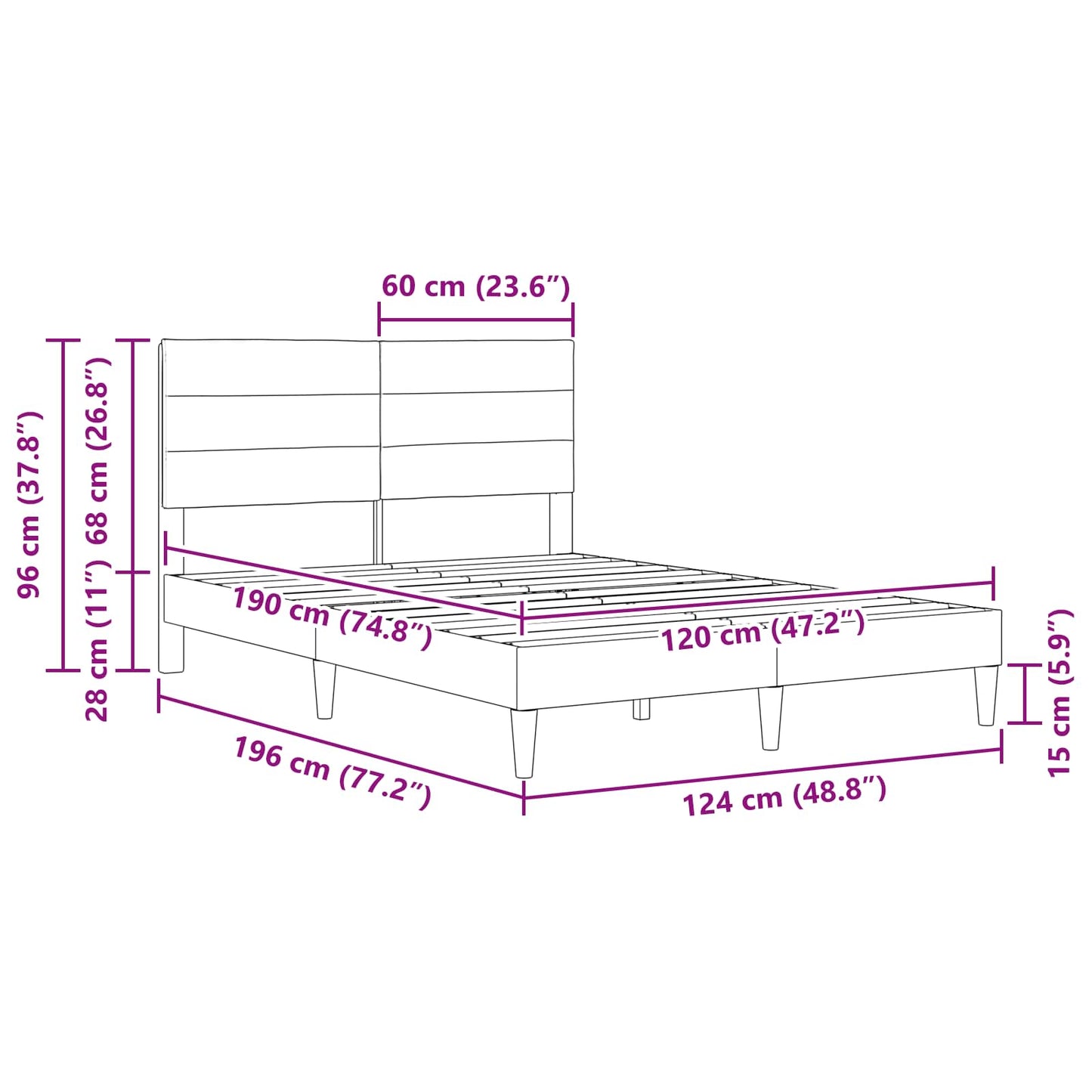 vidaXL Σκελετός Κρεβατιού με κεφαλάρι Taupe 120 x 190 cm Ύφασμα