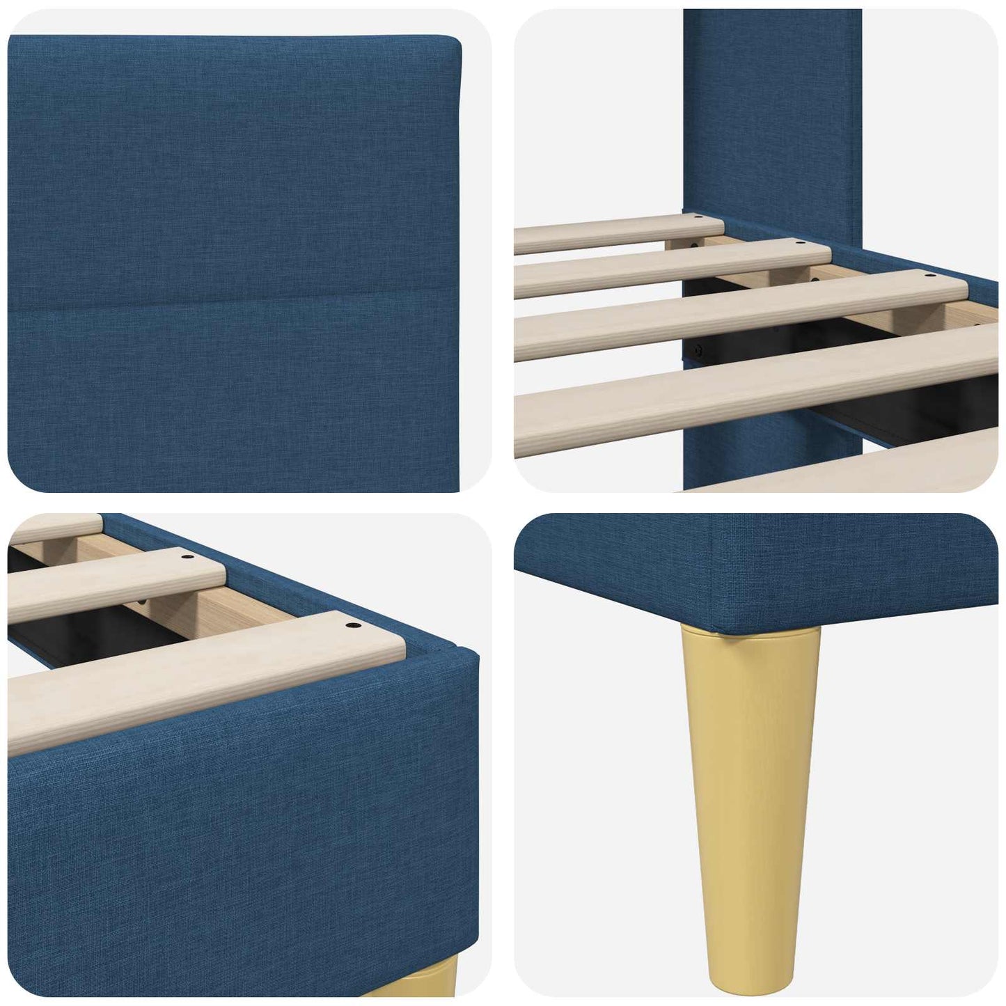 vidaXL Σκελετός Κρεβατιού με κεφαλάρι Μπλε 120 x 190 cm Ύφασμα