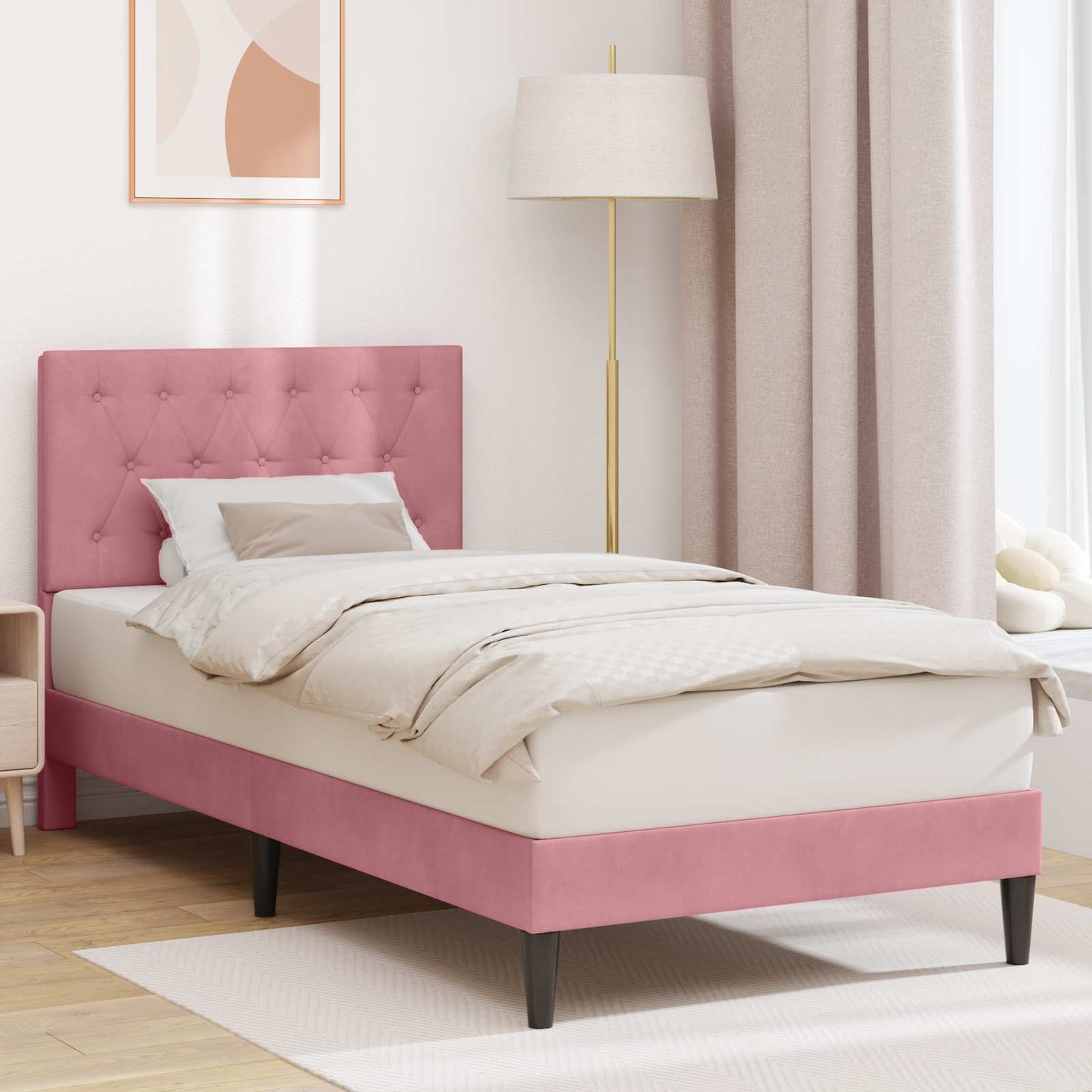 vidaXL Σκελετός Κρεβατιού με κεφαλάρι Ροζ 80 x 200 cm Βελούδο