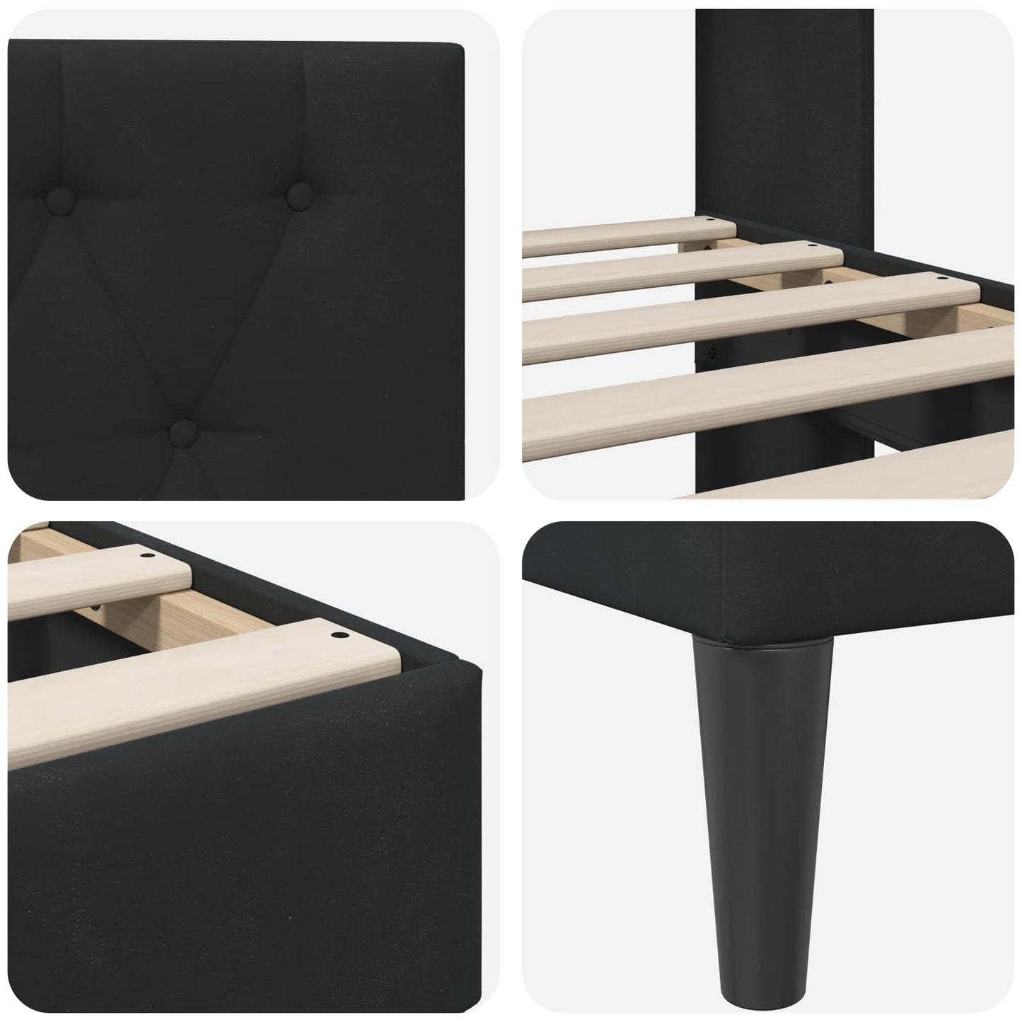 vidaXL Σκελετός Κρεβατιού με κεφαλάρι Μαύρο 100 x 200 cm Βελούδο