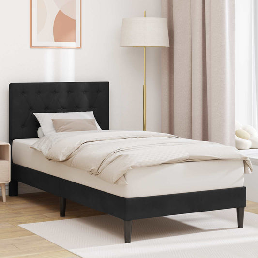 vidaXL Σκελετός Κρεβατιού με κεφαλάρι Μαύρο 100 x 200 cm Βελούδο