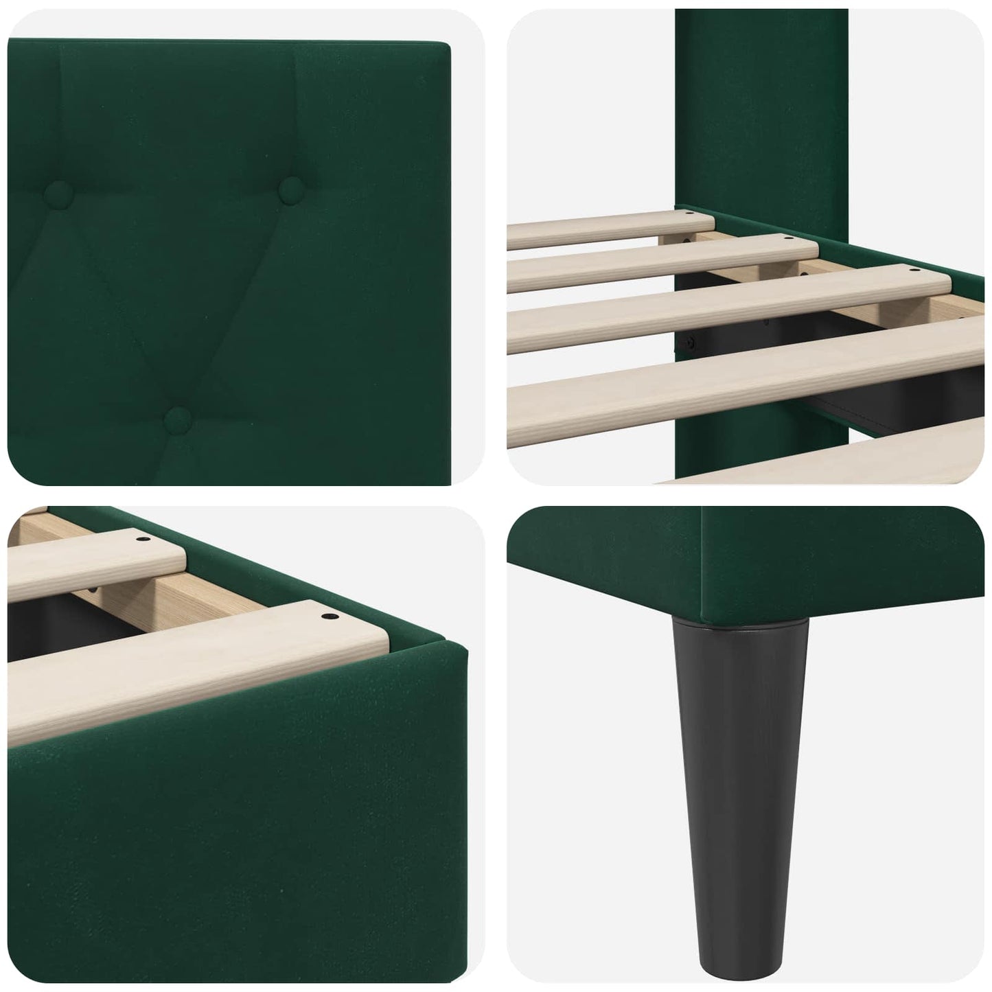 vidaXL Σκελετός Κρεβατιού Σκούρο Πράσινο 120 x 190 cm Βελούδο