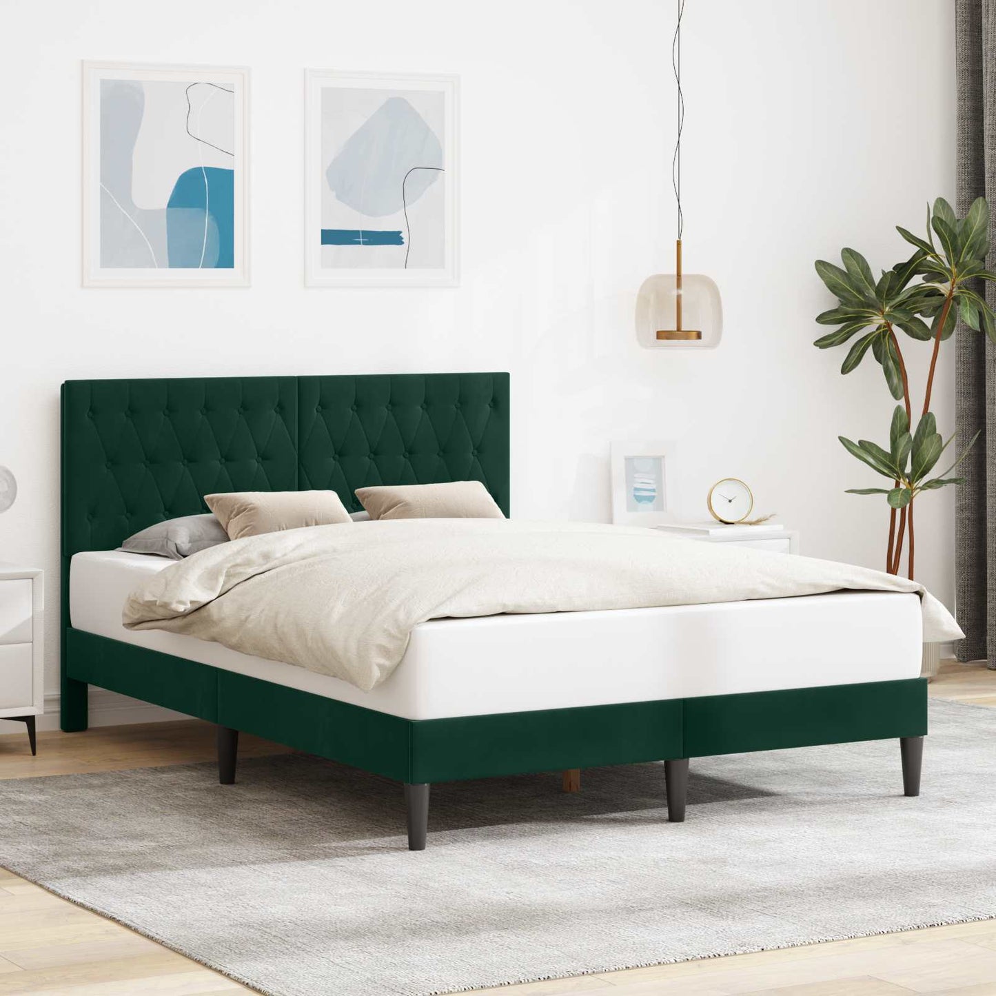 vidaXL Σκελετός Κρεβατιού Σκούρο Πράσινο 120 x 190 cm Βελούδο