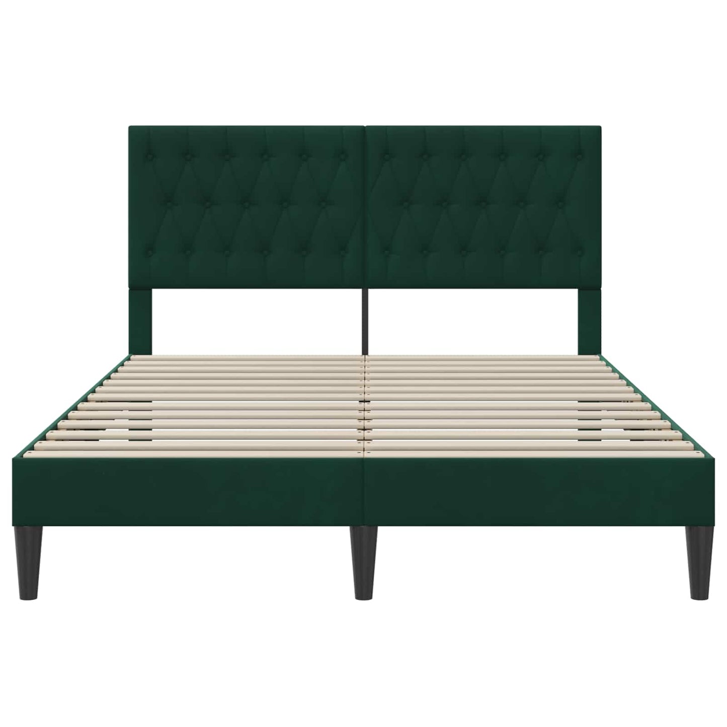 vidaXL Σκελετός Κρεβατιού Σκούρο Πράσινο 140 x 200 cm Βελούδο