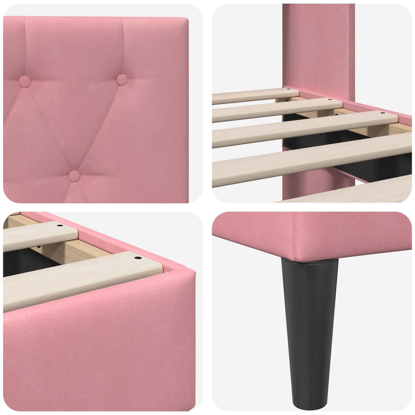 vidaXL Σκελετός Κρεβατιού με κεφαλάρι Ροζ 140 x 200 cm Βελούδο