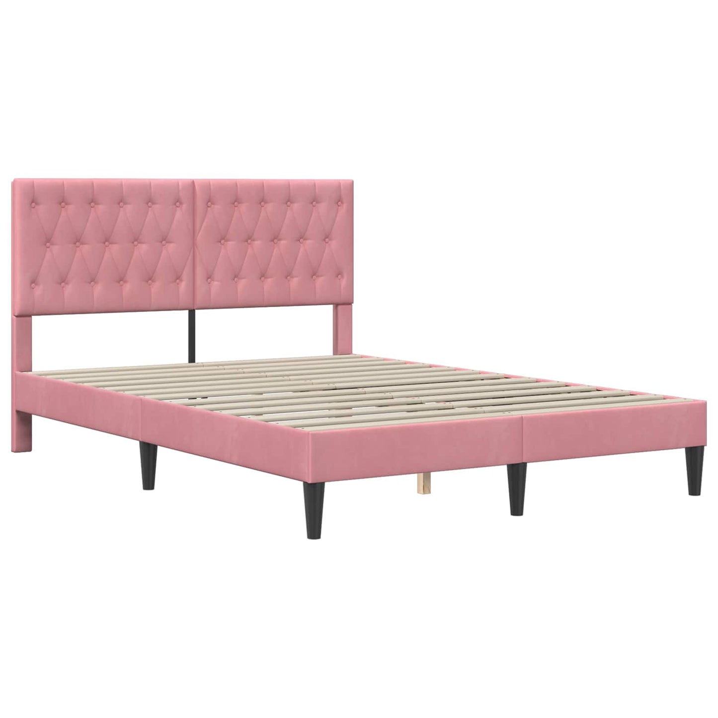 vidaXL Σκελετός Κρεβατιού με κεφαλάρι Ροζ 140 x 200 cm Βελούδο