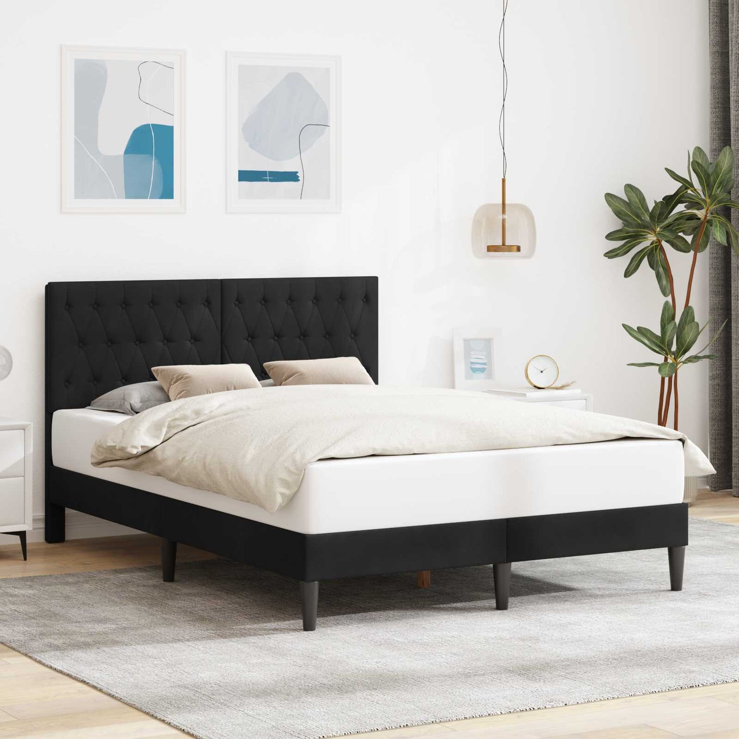 vidaXL Σκελετός Κρεβατιού με κεφαλάρι Μαύρο 140 x 200 cm Βελούδο