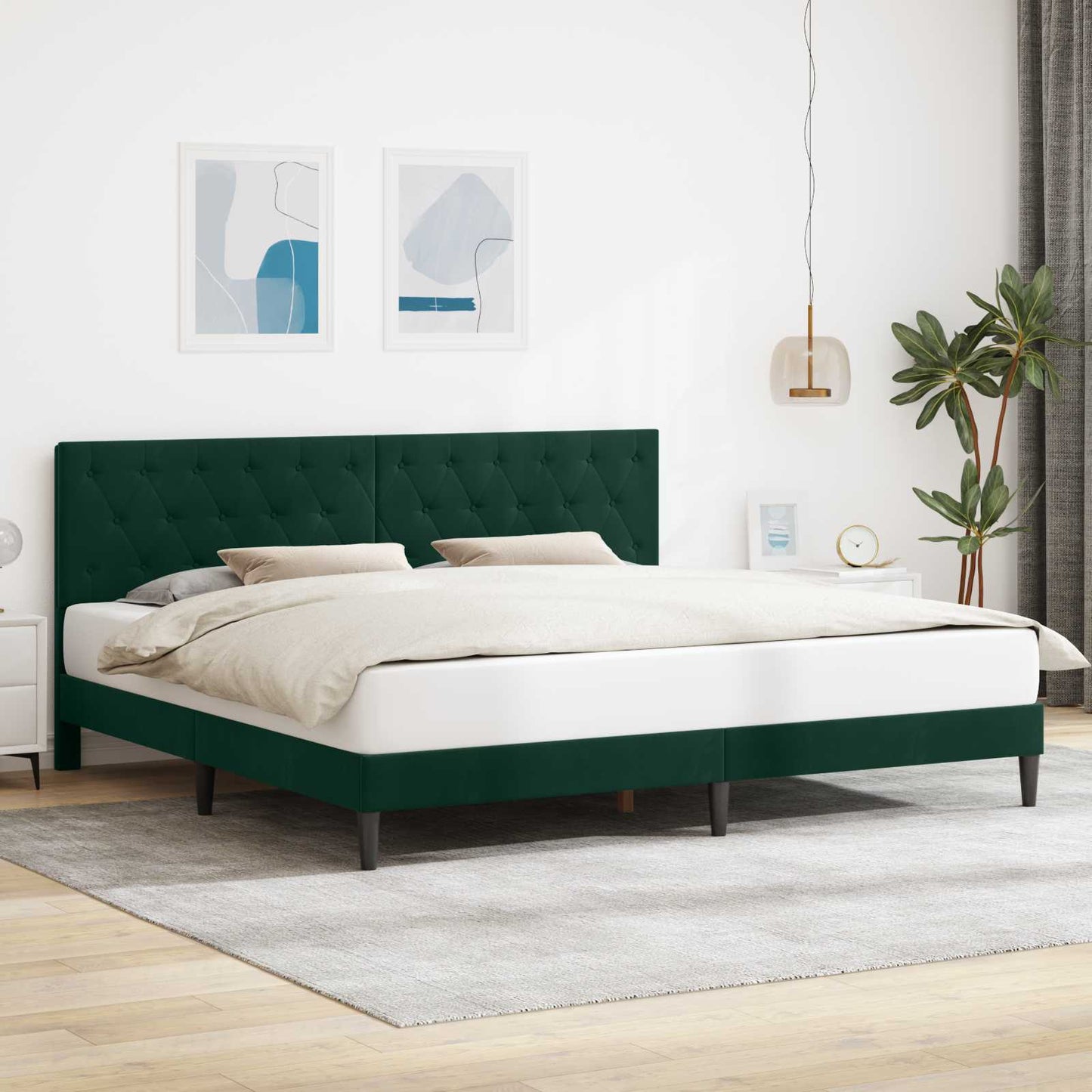 vidaXL Σκελετός Κρεβατιού Σκούρο Πράσινο 180 x 200 cm Βελούδο