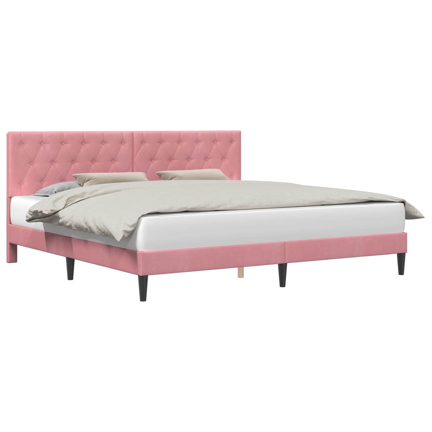 vidaXL Σκελετός Κρεβατιού με κεφαλάρι Ροζ 180 x 200 cm Βελούδο