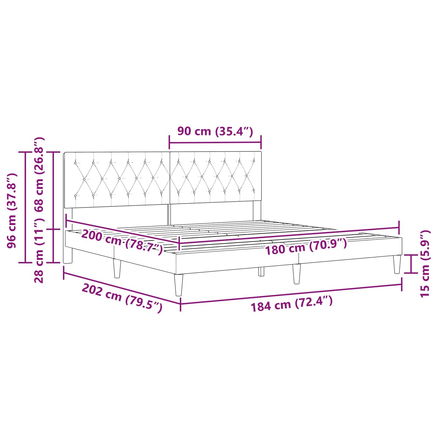 vidaXL Σκελετός Κρεβατιού με κεφαλάρι Μπλε 180 x 200 cm Βελούδο