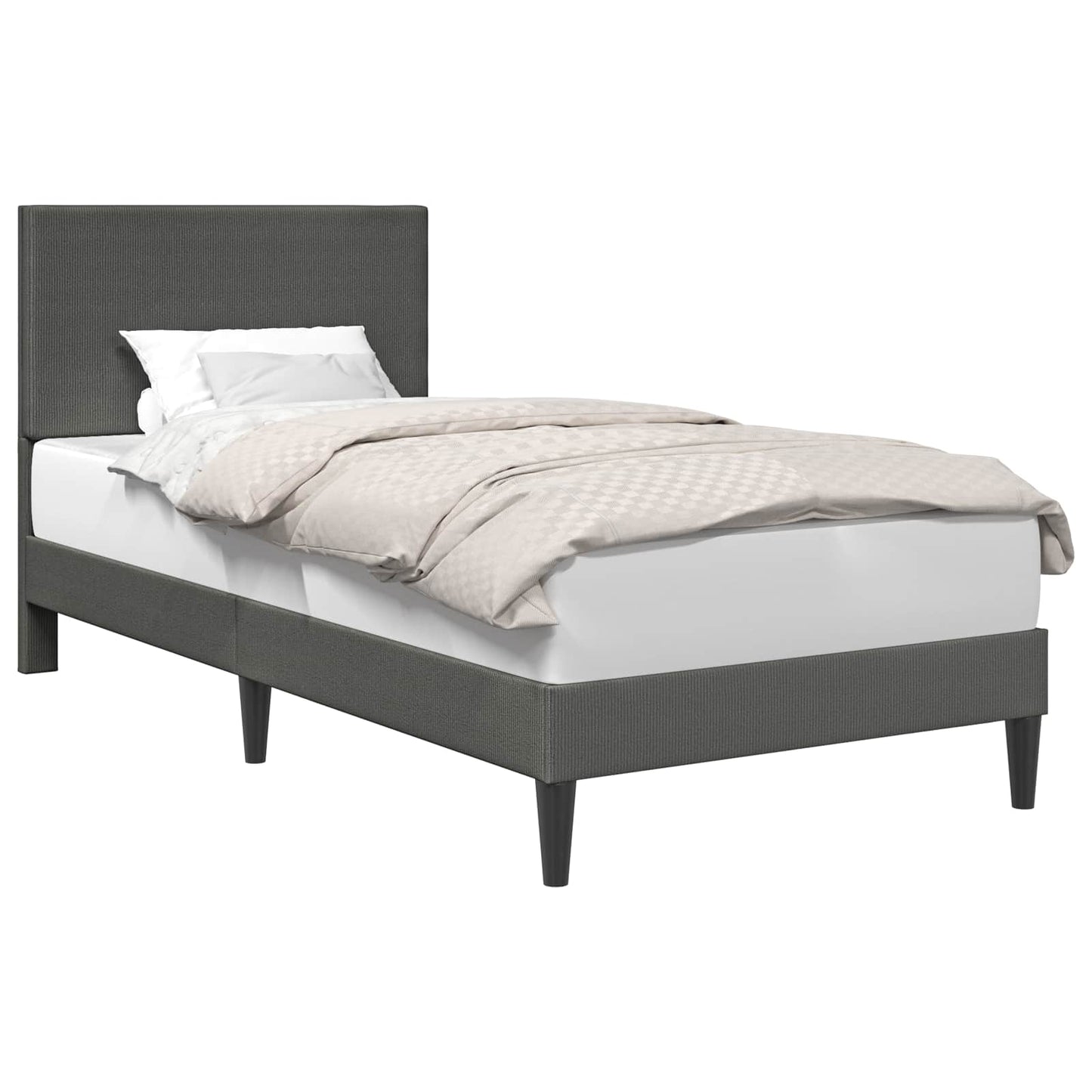 vidaXL Σκελετός Κρεβατιού Σκούρο Γκρι 90 x 190 cm Υφασμάτινο Κορντουρά
